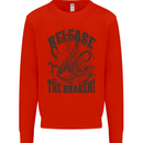 Release the Kraken Cthulhu Sea Creature Mens Sweatshirt Jumper Bright Red