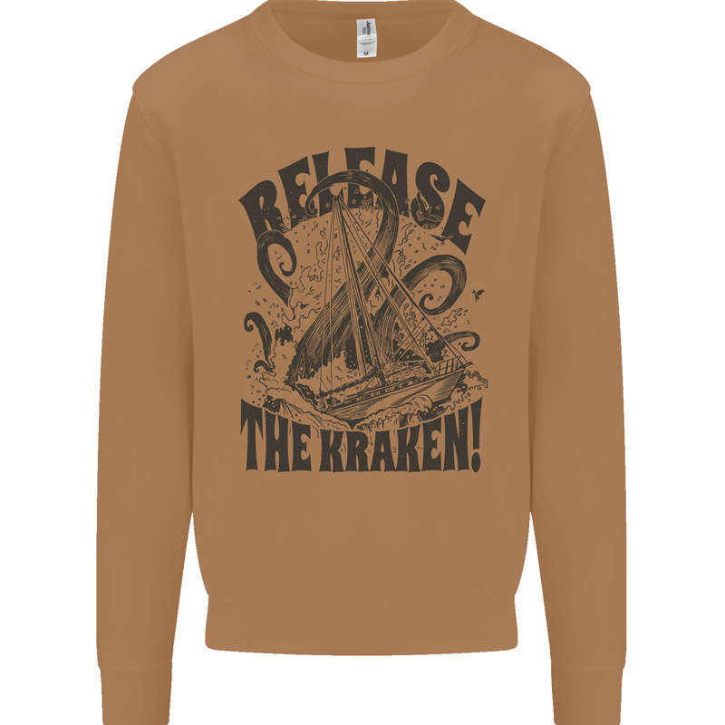 Release the Kraken Cthulhu Sea Creature Mens Sweatshirt Jumper Caramel Latte