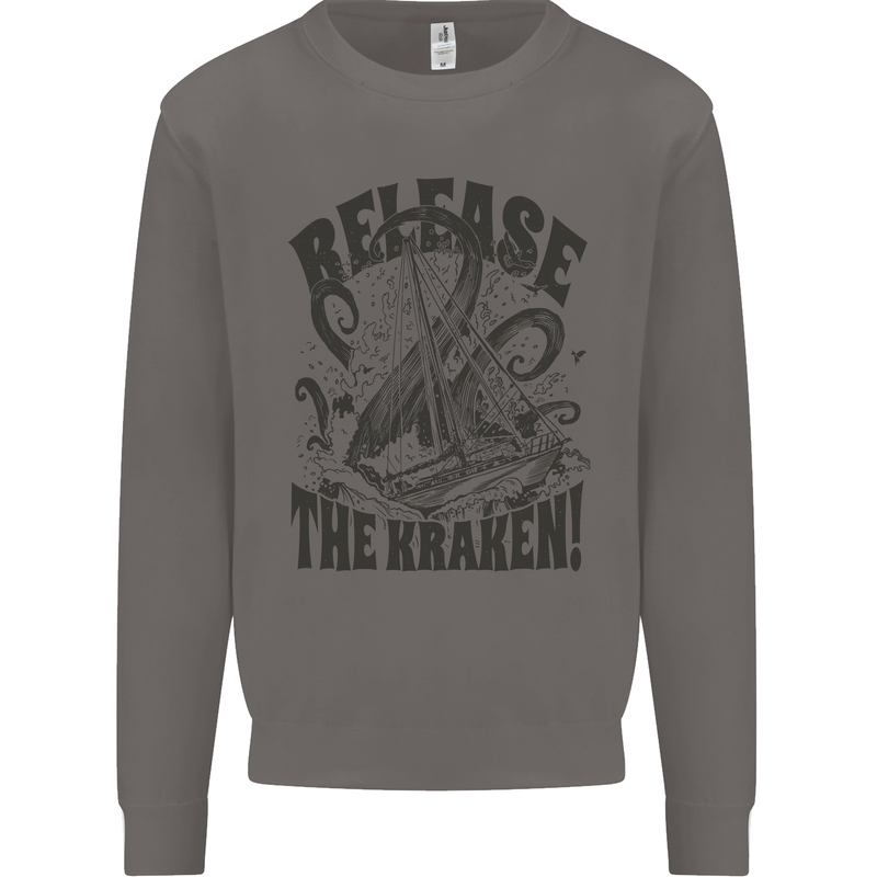 Release the Kraken Cthulhu Sea Creature Mens Sweatshirt Jumper Charcoal