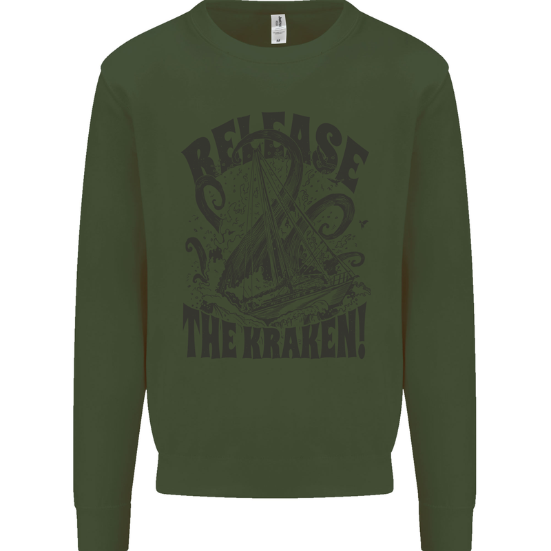 Release the Kraken Cthulhu Sea Creature Mens Sweatshirt Jumper Forest Green