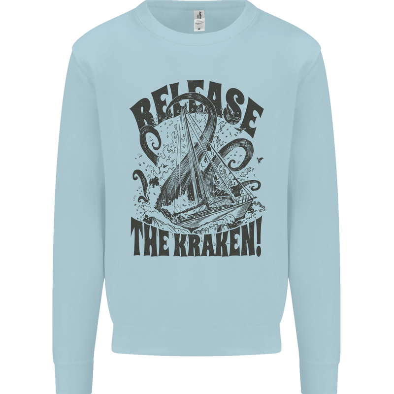 Release the Kraken Cthulhu Sea Creature Mens Sweatshirt Jumper Light Blue