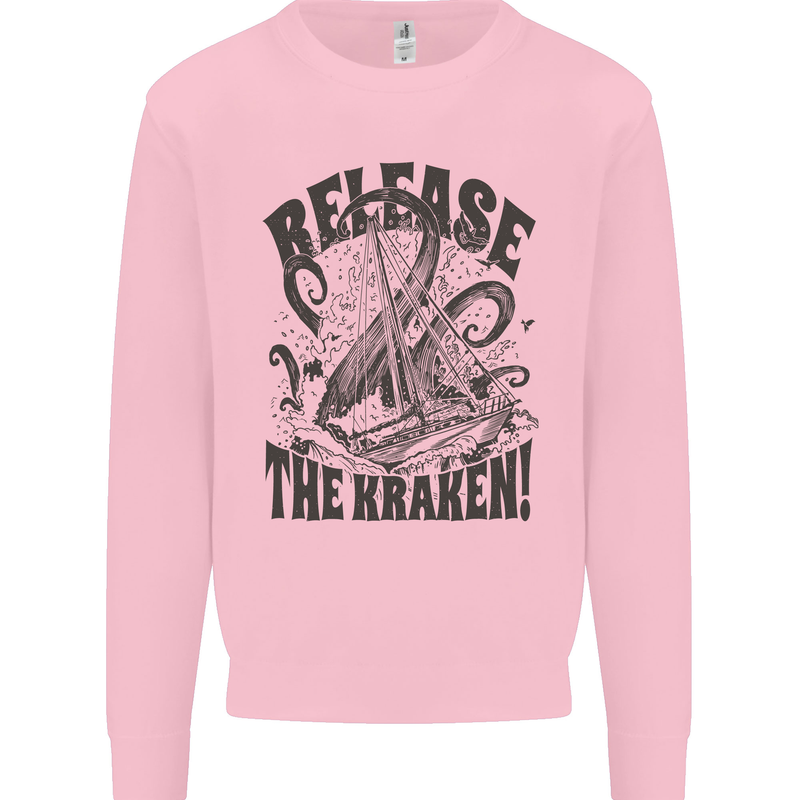 Release the Kraken Cthulhu Sea Creature Mens Sweatshirt Jumper Light Pink