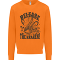Release the Kraken Cthulhu Sea Creature Mens Sweatshirt Jumper Orange
