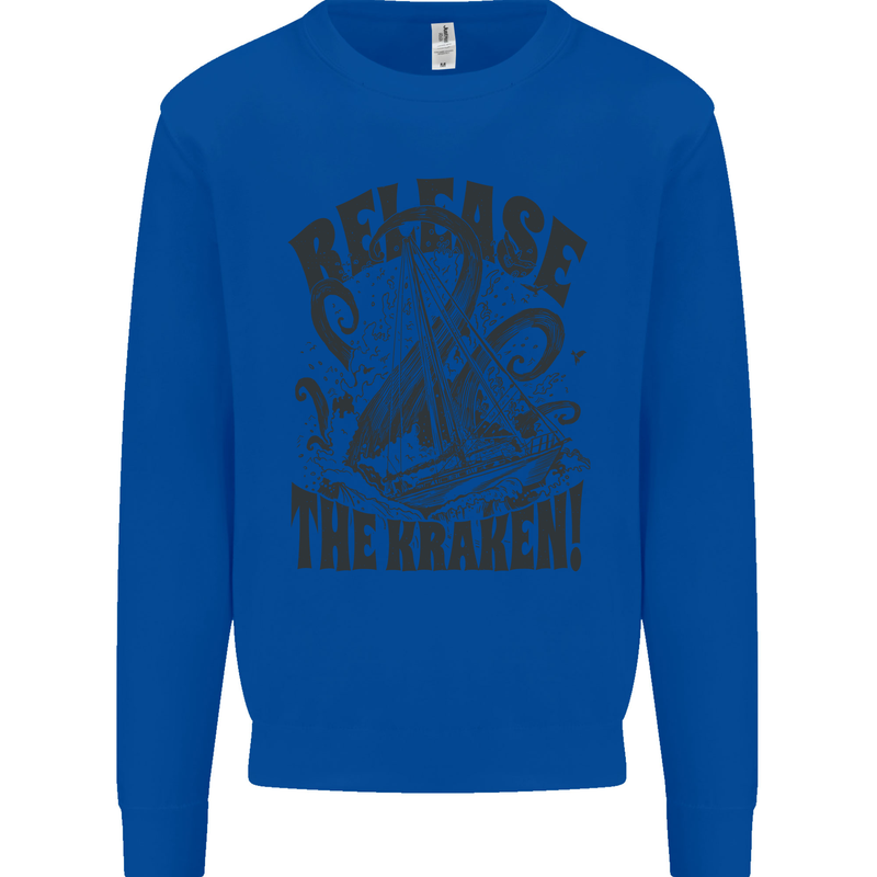 Release the Kraken Cthulhu Sea Creature Mens Sweatshirt Jumper Royal Blue
