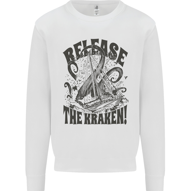 Release the Kraken Cthulhu Sea Creature Mens Sweatshirt Jumper White