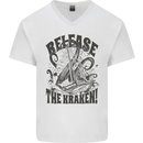 Release the Kraken Cthulhu Sea Creature Mens V-Neck Cotton T-Shirt White