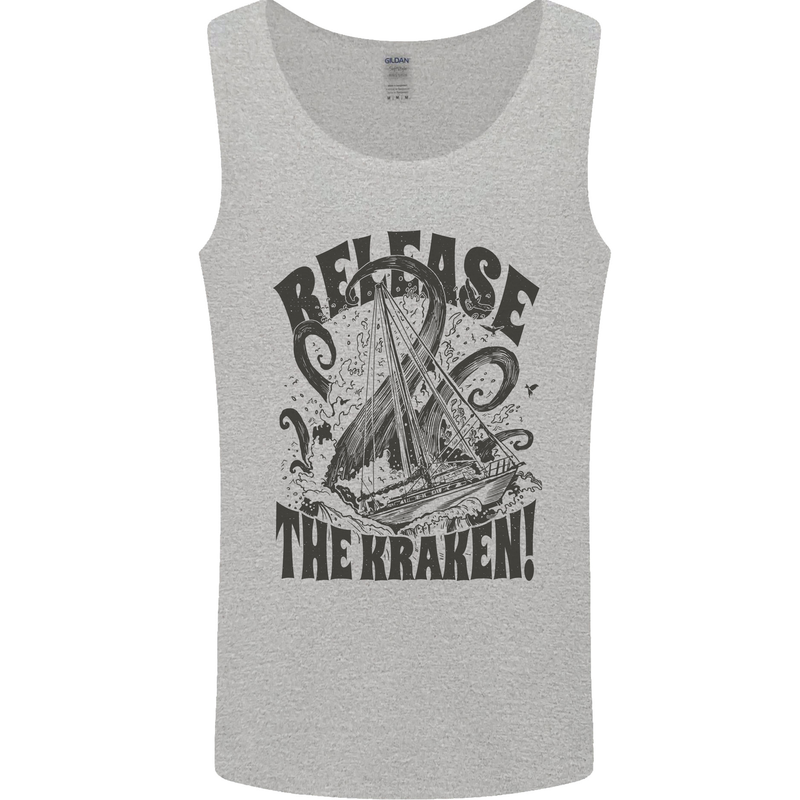 Release the Kraken Cthulhu Sea Creature Mens Vest Tank Top Sports Grey