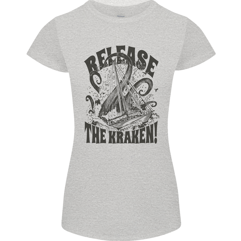 Release the Kraken Cthulhu Sea Creature Womens Petite Cut T-Shirt Sports Grey