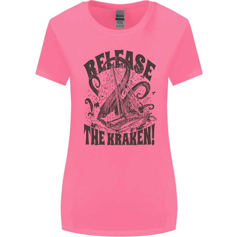 Release the Kraken Cthulhu Sea Creature Womens Wider Cut T-Shirt Azalea