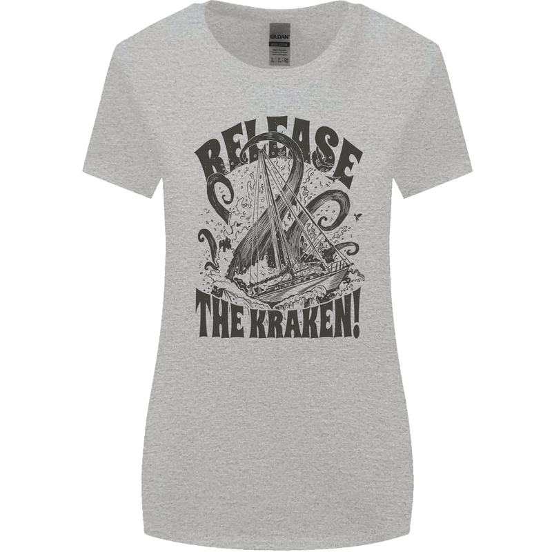 Release the Kraken Cthulhu Sea Creature Womens Wider Cut T-Shirt Sports Grey