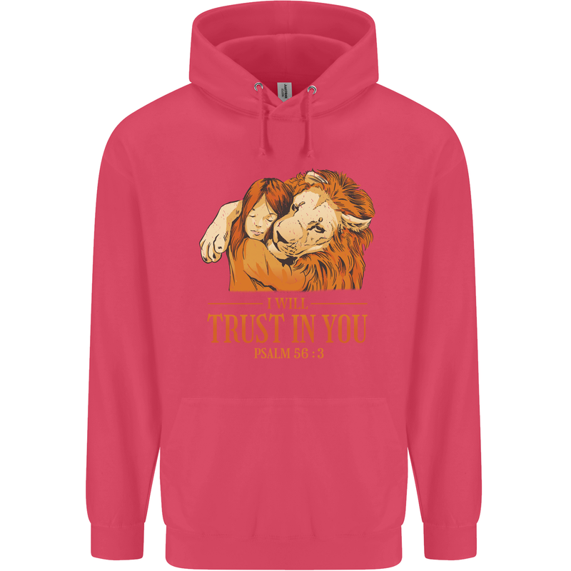 Religion Christianity Bible Trust in Lion Childrens Kids Hoodie Heliconia