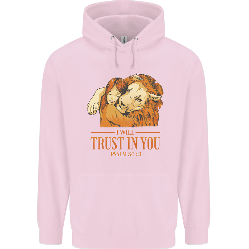 Religion Christianity Bible Trust in Lion Childrens Kids Hoodie Light Pink