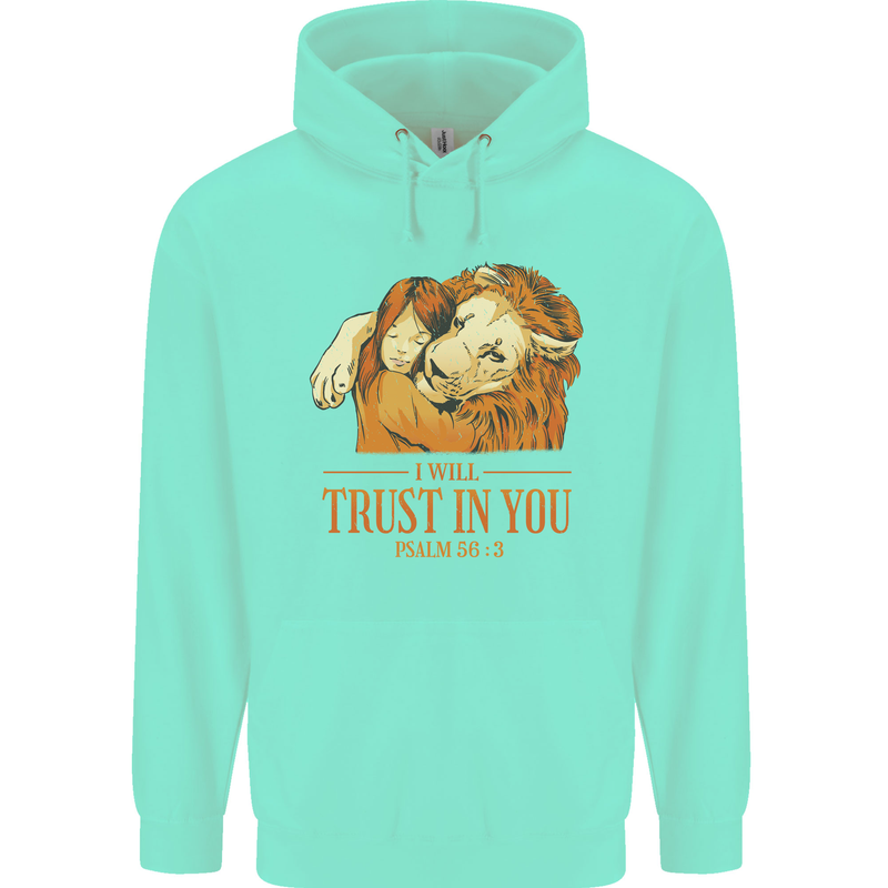 Religion Christianity Bible Trust in Lion Childrens Kids Hoodie Peppermint