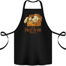 Religion Christianity Bible Trust in Lion Cotton Apron 100% Organic Black