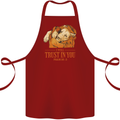 Religion Christianity Bible Trust in Lion Cotton Apron 100% Organic Maroon