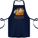 Religion Christianity Bible Trust in Lion Cotton Apron 100% Organic Navy Blue