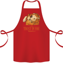 Religion Christianity Bible Trust in Lion Cotton Apron 100% Organic Red