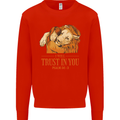 Religion Christianity Bible Trust in Lion Kids Sweatshirt Jumper Bright Red