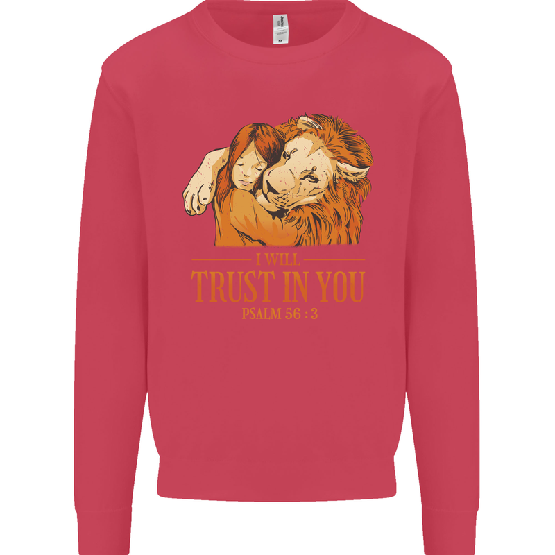 Religion Christianity Bible Trust in Lion Kids Sweatshirt Jumper Heliconia