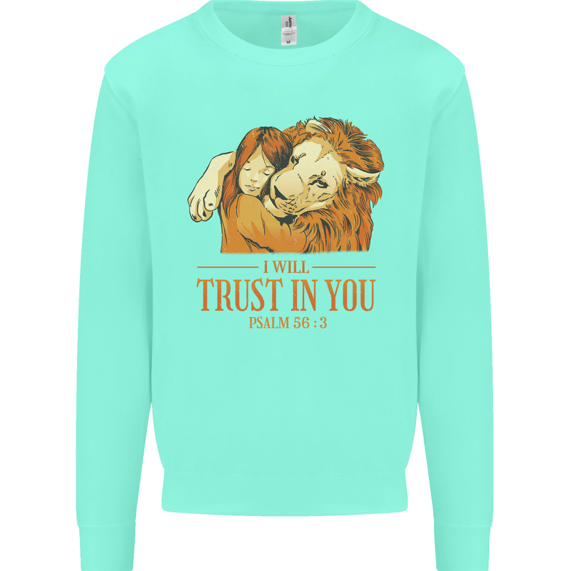 Religion Christianity Bible Trust in Lion Kids Sweatshirt Jumper Peppermint