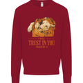Religion Christianity Bible Trust in Lion Kids Sweatshirt Jumper Red