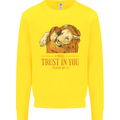 Religion Christianity Bible Trust in Lion Kids Sweatshirt Jumper Yellow