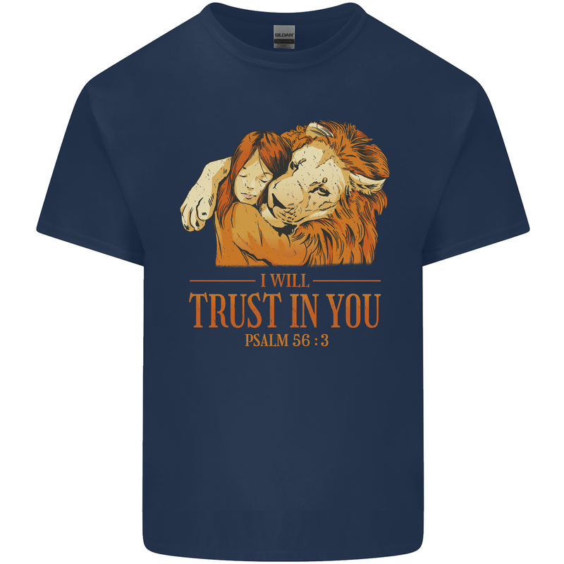 Religion Christianity Bible Trust in Lion Kids T-Shirt Childrens Navy Blue