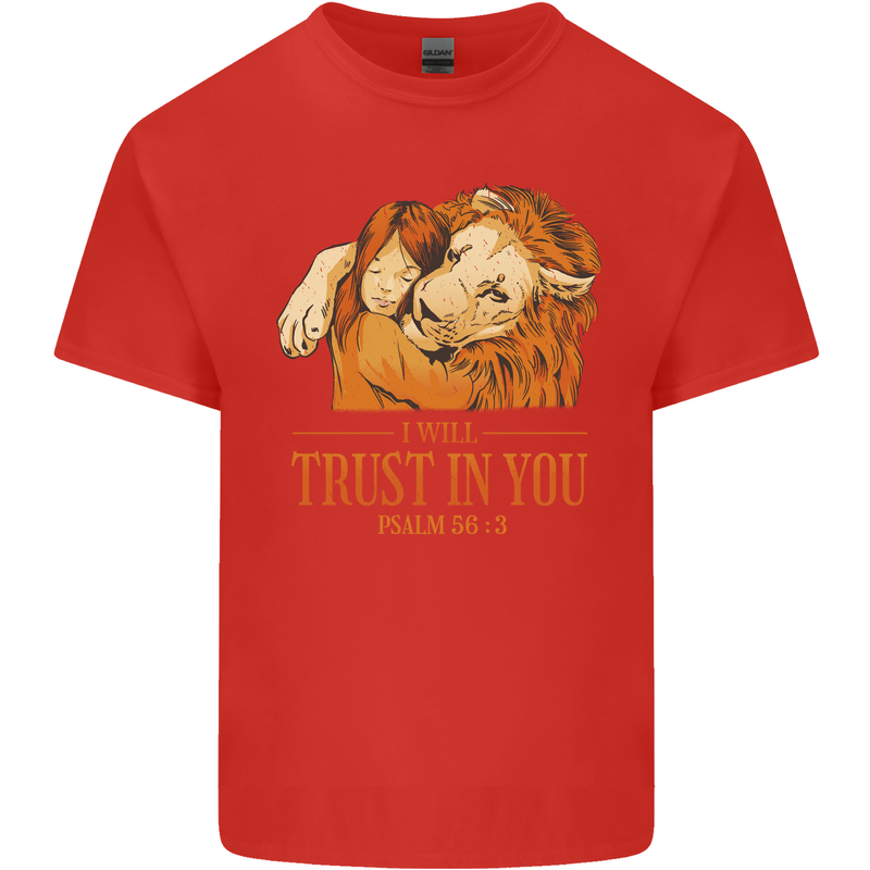 Religion Christianity Bible Trust in Lion Kids T-Shirt Childrens Red