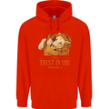 Religion Christianity Bible Trust in Lion Mens 80% Cotton Hoodie Bright Red