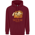 Religion Christianity Bible Trust in Lion Mens 80% Cotton Hoodie Maroon