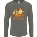 Religion Christianity Bible Trust in Lion Mens Long Sleeve T-Shirt Charcoal