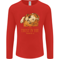 Religion Christianity Bible Trust in Lion Mens Long Sleeve T-Shirt Red