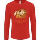 Religion Christianity Bible Trust in Lion Mens Long Sleeve T-Shirt Red