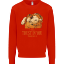 Religion Christianity Bible Trust in Lion Mens Sweatshirt Jumper Bright Red