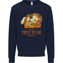 Religion Christianity Bible Trust in Lion Mens Sweatshirt Jumper Navy Blue