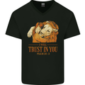 Religion Christianity Bible Trust in Lion Mens V-Neck Cotton T-Shirt Black