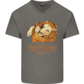 Religion Christianity Bible Trust in Lion Mens V-Neck Cotton T-Shirt Charcoal