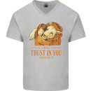Religion Christianity Bible Trust in Lion Mens V-Neck Cotton T-Shirt Sports Grey