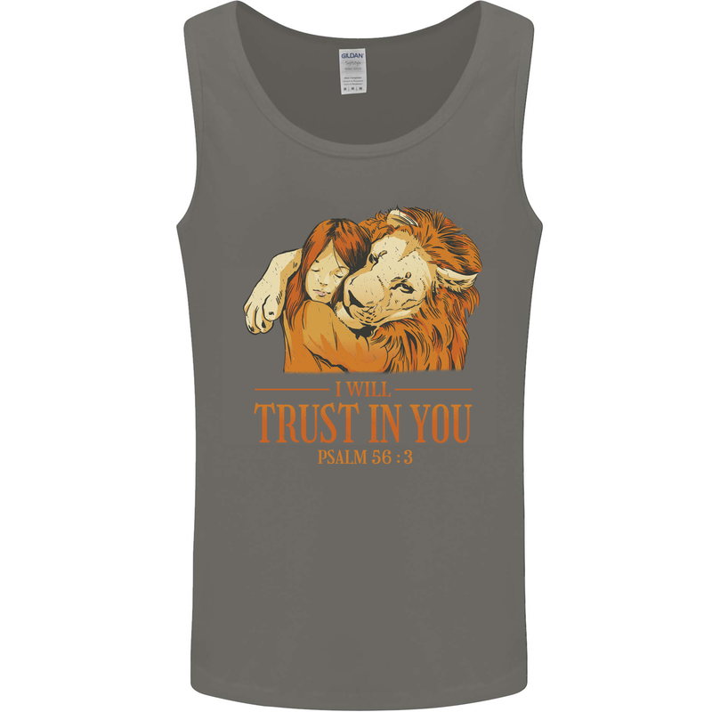 Religion Christianity Bible Trust in Lion Mens Vest Tank Top Charcoal