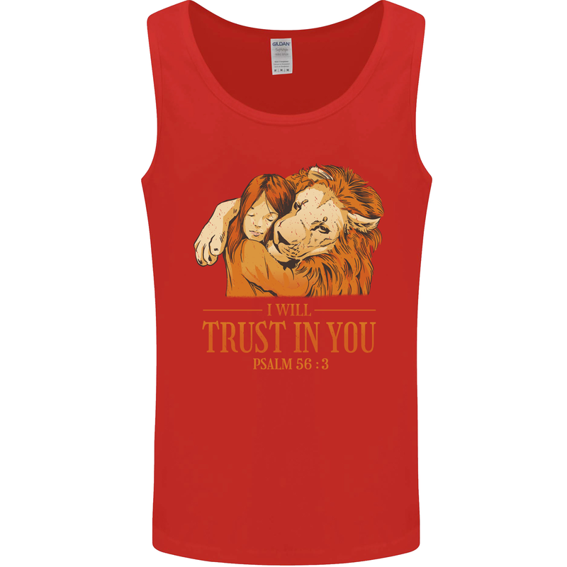 Religion Christianity Bible Trust in Lion Mens Vest Tank Top Red