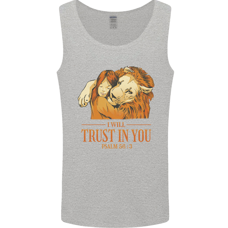 Religion Christianity Bible Trust in Lion Mens Vest Tank Top Sports Grey