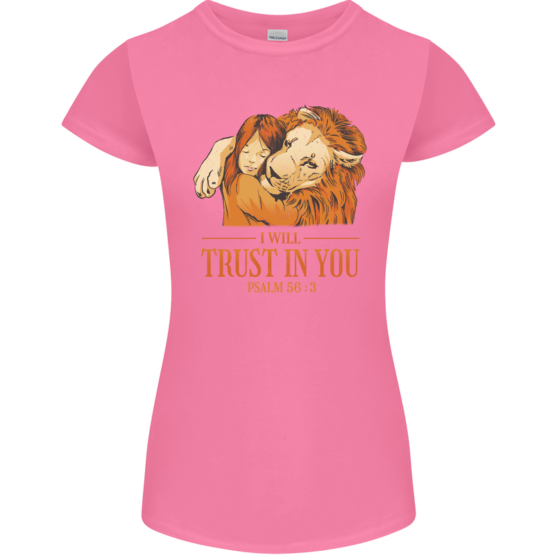 Religion Christianity Bible Trust in Lion Womens Petite Cut T-Shirt Azalea