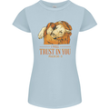 Religion Christianity Bible Trust in Lion Womens Petite Cut T-Shirt Light Blue
