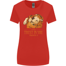 Religion Christianity Bible Trust in Lion Womens Wider Cut T-Shirt Red