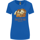 Religion Christianity Bible Trust in Lion Womens Wider Cut T-Shirt Royal Blue