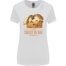Religion Christianity Bible Trust in Lion Womens Wider Cut T-Shirt White