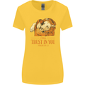 Religion Christianity Bible Trust in Lion Womens Wider Cut T-Shirt Yellow