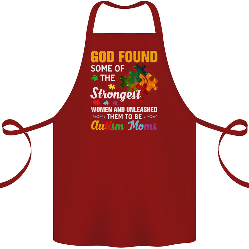 Religious Autism Mom Autistic Mum God ASD Cotton Apron 100% Organic Maroon