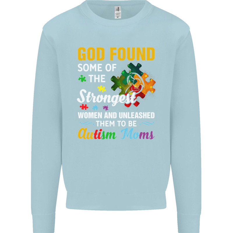 Religious Autism Mom Autistic Mum God ASD Mens Sweatshirt Jumper Light Blue