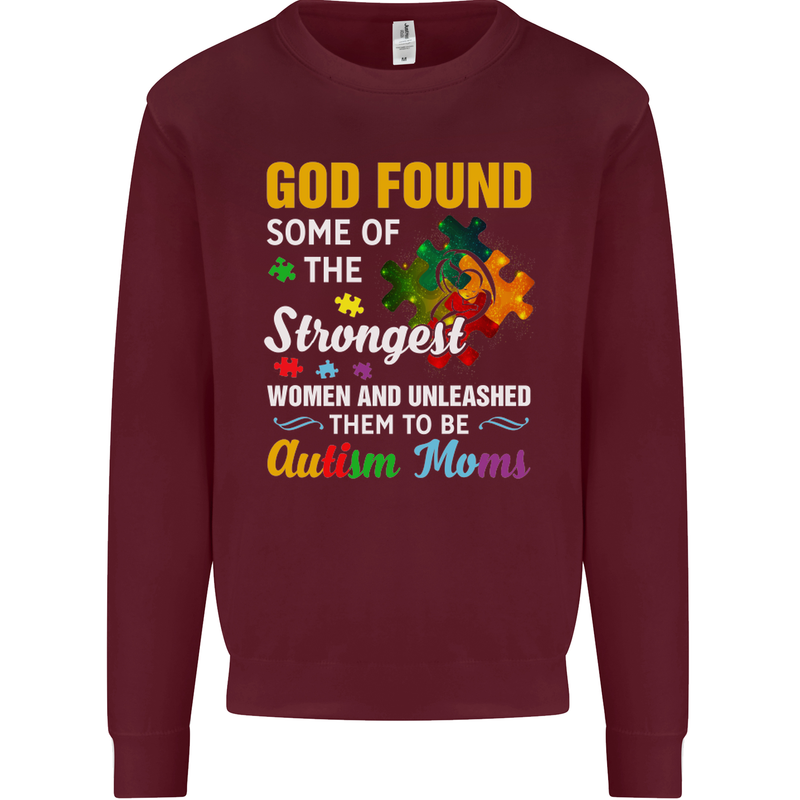 Religious Autism Mom Autistic Mum God ASD Mens Sweatshirt Jumper Maroon